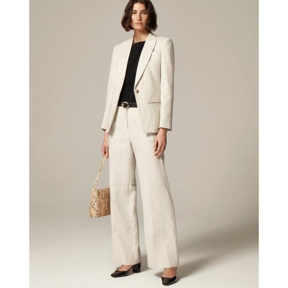 J.Crew Carolina Flare Pant in Stretch Linen Blend Flax Ivory Size 4 NWT - Picture 2 of 9